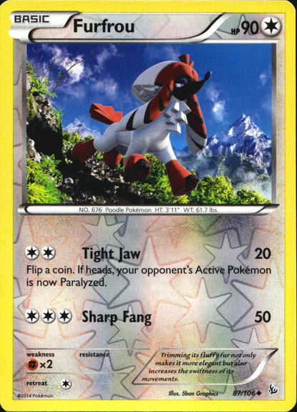 Furfrou 87/106 Uncommon Flashfire Pokemon Reverse Holo Near Mint