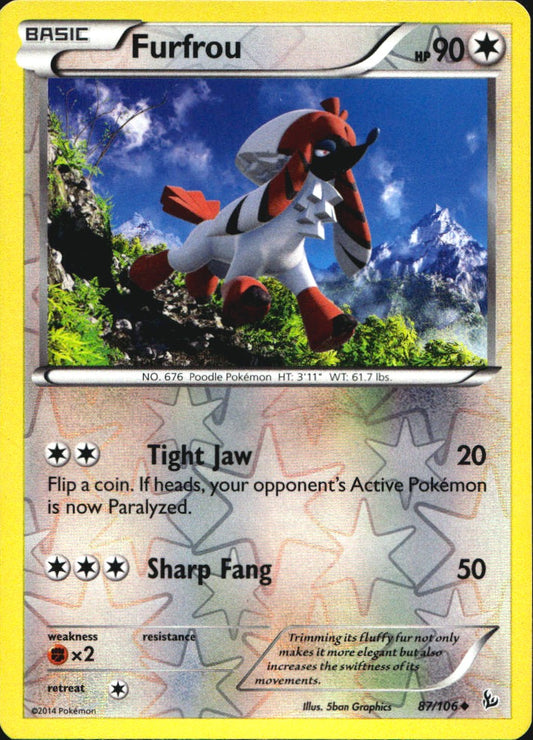 Furfrou 87/106 Uncommon Flashfire Pokemon Reverse Holo Near Mint
