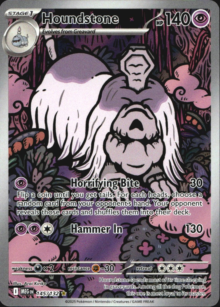 Houndstone 145/132 Illustration Rare Mega Evolution Pokemon Near Mint