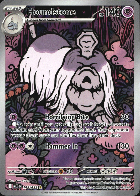 Houndstone 145/132 Illustration Rare Mega Evolution Pokemon Near Mint