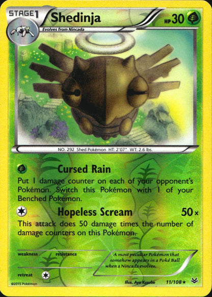 Shedinja 11/108 Rare Roaring Skies Pokemon Reverse Holo Near Mint