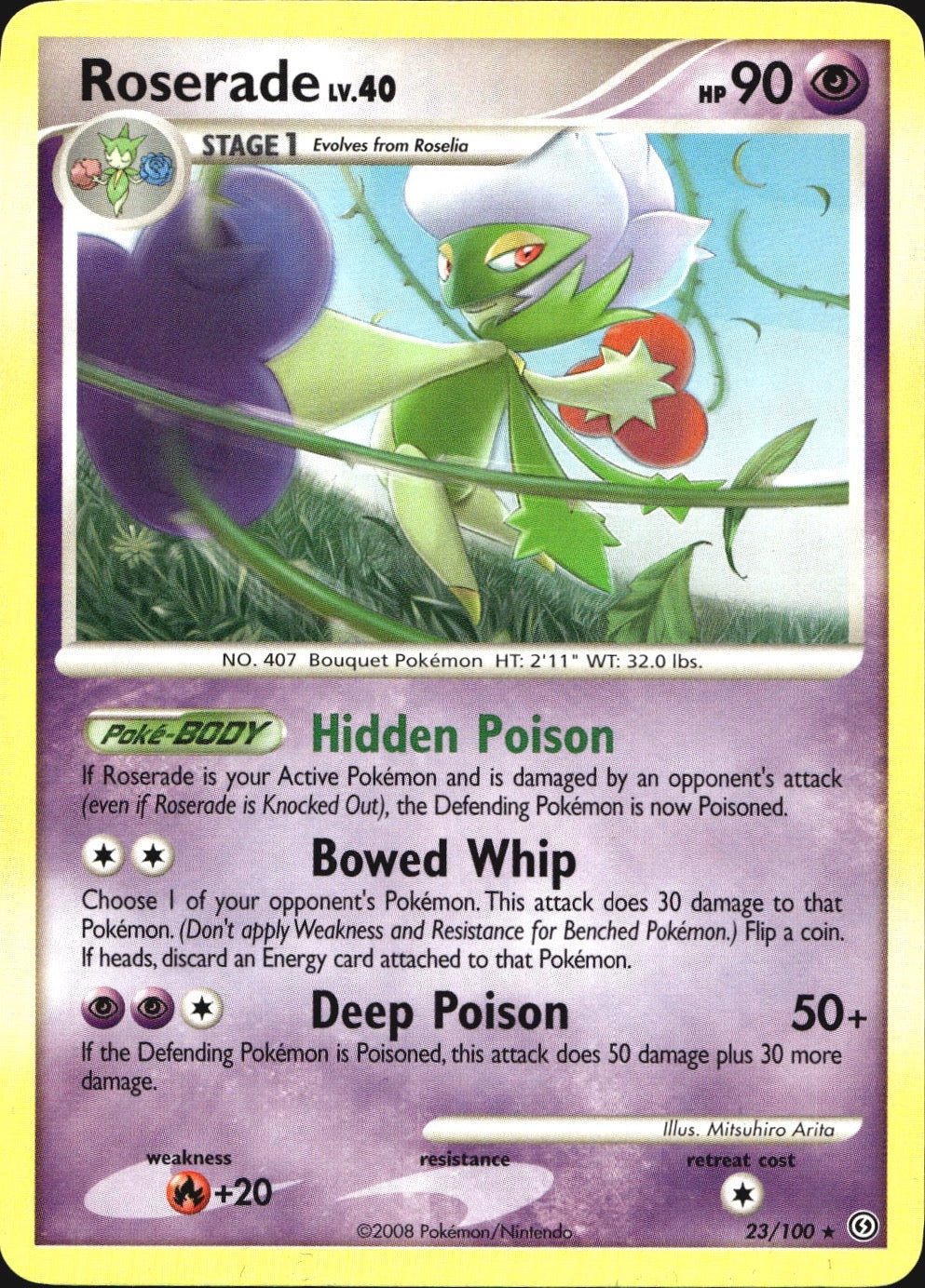 Roserade 23/100 Rare Stormfront Pokemon Near Mint
