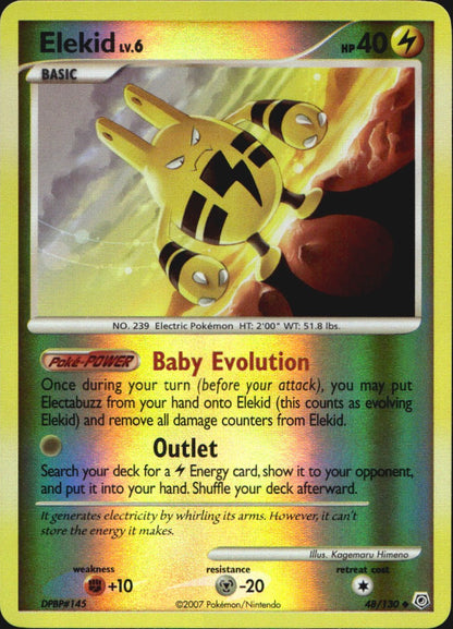 Elekid 48/130 Uncommon Diamond & Pearl Pokemon Reverse Holo Near Mint