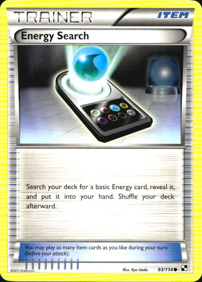 Energy Search 93/114 Common Black & White Pokemon Near Mint