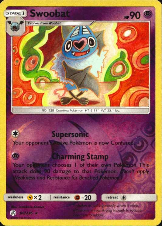 Swoobat 88/236 Rare Cosmic Eclipse Pokemon Near Mint