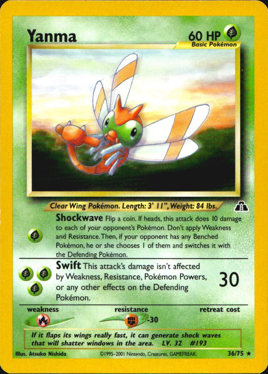 Yanma 36/75 Rare Neo Discovery Pokemon Near Mint