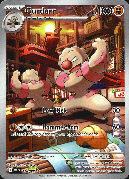Gurdurr 126/086 Illustration Rare Black Bolt Pokemon Near Mint