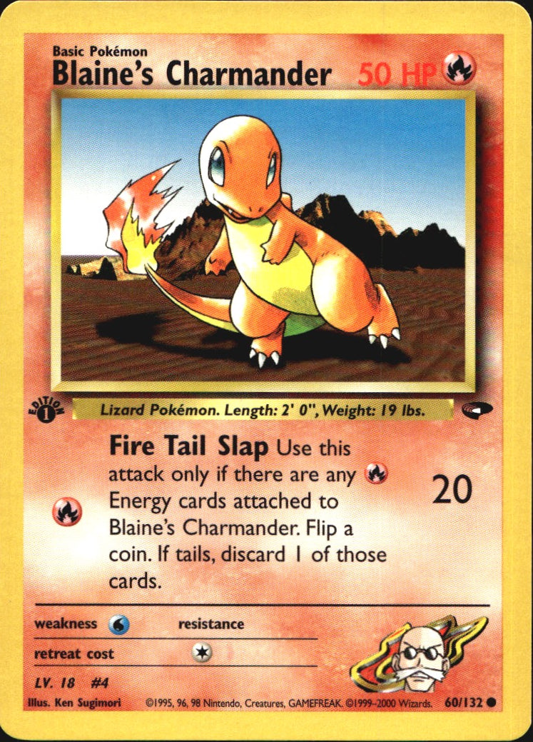 Blaine's Charmander 60/132 Common Gym Challenge Pokemon 1st Edition Near Mint