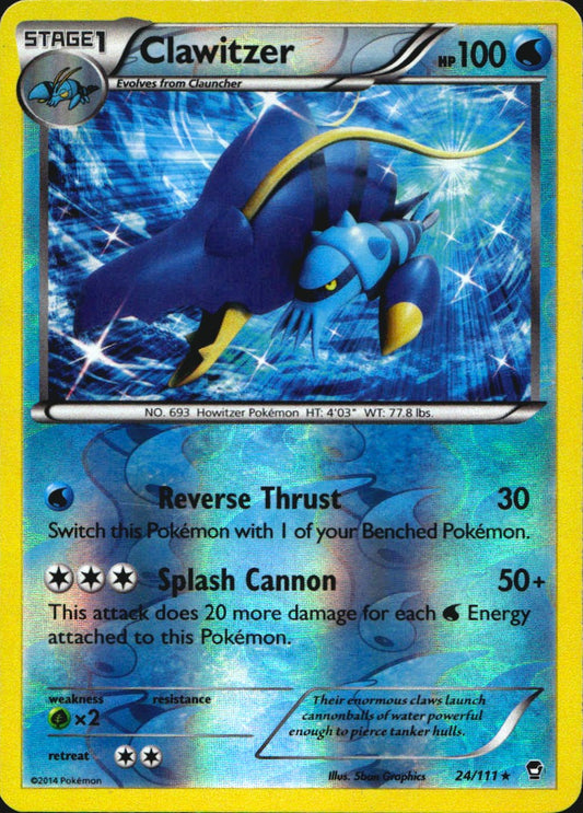 Clawitzer 24/111 Holo Rare Furious Fists Pokemon Reverse Holo Near Mint