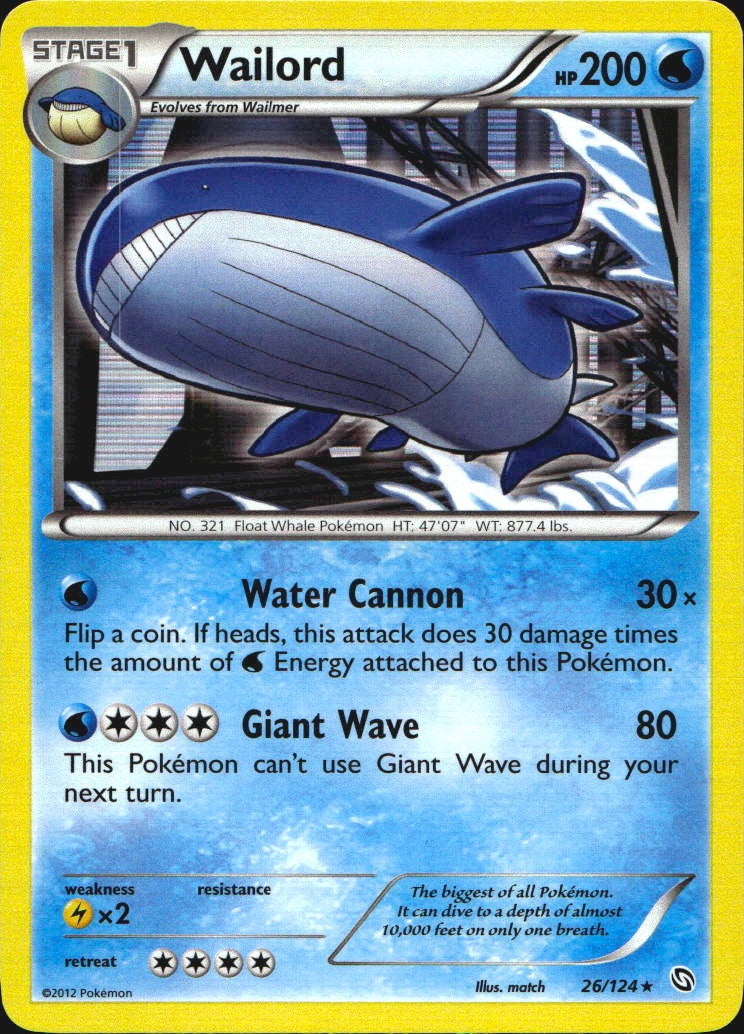Wailord 26/124 Holo Rare Dragons Exalted Pokemon Near Mint