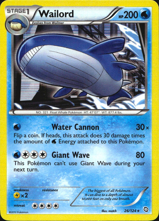 Wailord 26/124 Holo Rare Dragons Exalted Pokemon Near Mint
