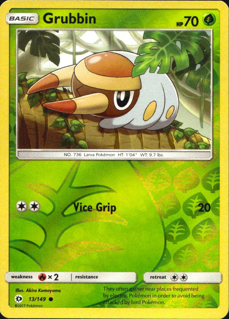 Grubbin 13/149 Common Sun & Moon Pokemon Reverse Holo Near Mint