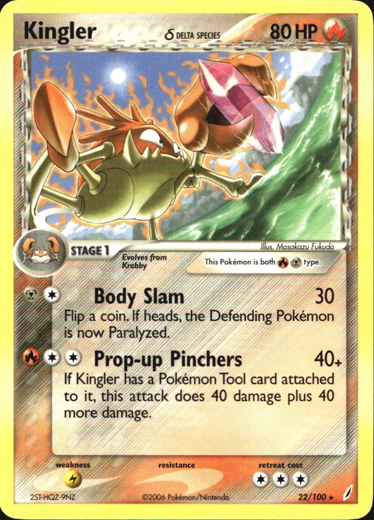 Kingler 22/100 Rare Crystal Guardians Pokemon Near Mint