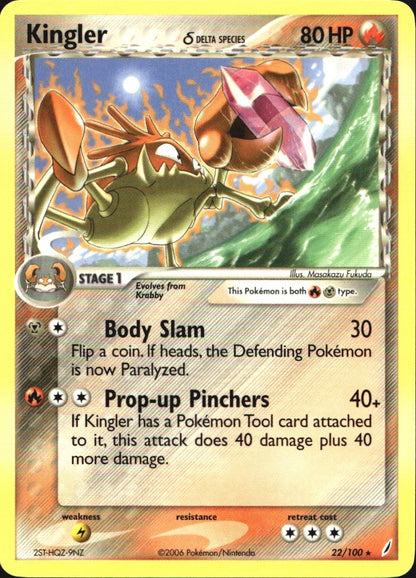 Kingler 22/100 Rare Crystal Guardians Pokemon Near Mint