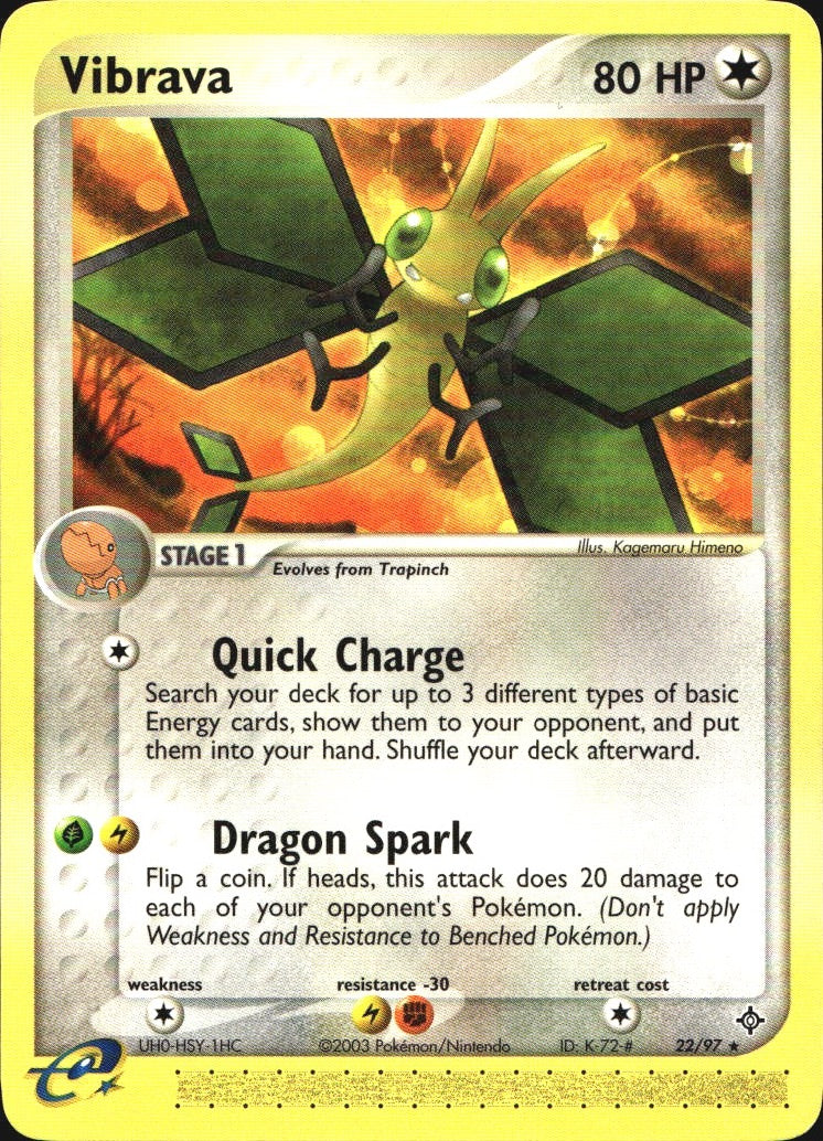 Vibrava 22/97 Rare Dragon Pokemon Near Mint