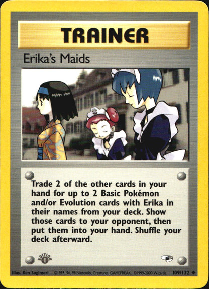 Erika's Maids 109/132 Uncommon Gym Heroes Pokemon 1st Edition Near Mint