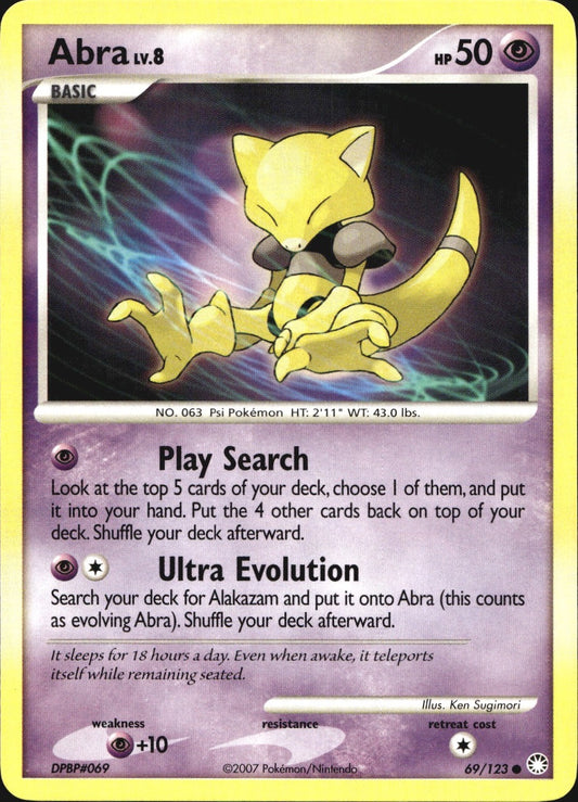 Abra 69/123 Common Mysterious Treasures Pokemon Near Mint