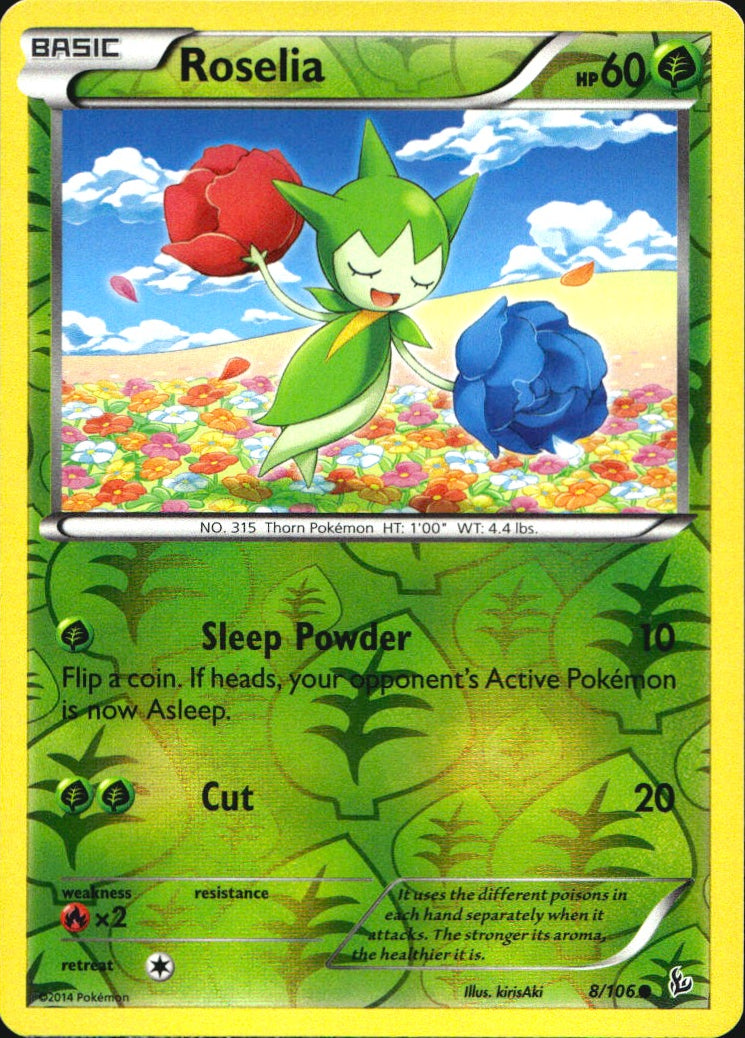 Roselia 8/106 Common Flashfire Pokemon Reverse Holo Near Mint