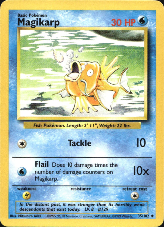 Magikarp 35/102 Uncommon Base Set Pokemon Near Mint