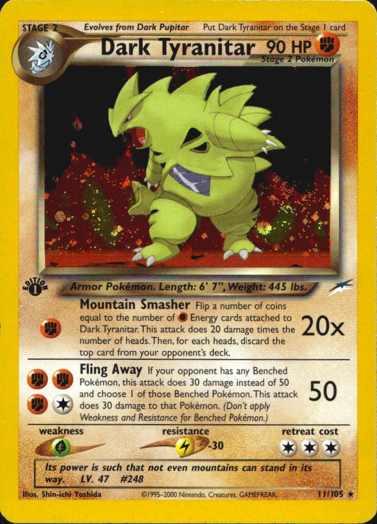 Dark Tyranitar 11/105 Holo Rare Neo Destiny Pokemon 1st Edition Holofoil NM