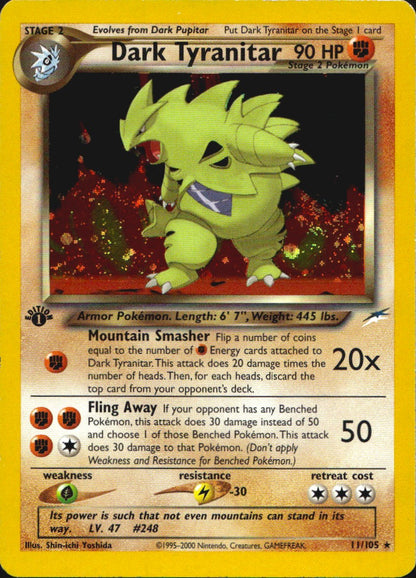 Dark Tyranitar 11/105 Holo Rare Neo Destiny Pokemon 1st Edition Holofoil NM