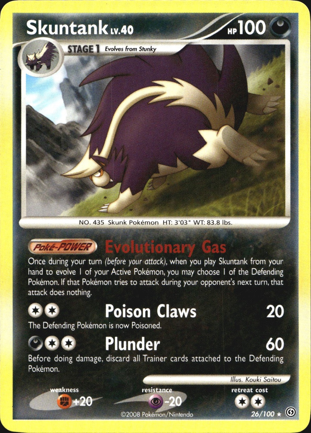 Skuntank 26/100 Rare Stormfront Pokemon Near Mint