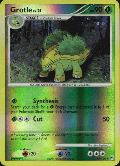 Grotle 49/130 Uncommon Diamond & Pearl Pokemon Reverse Holo Near Mint