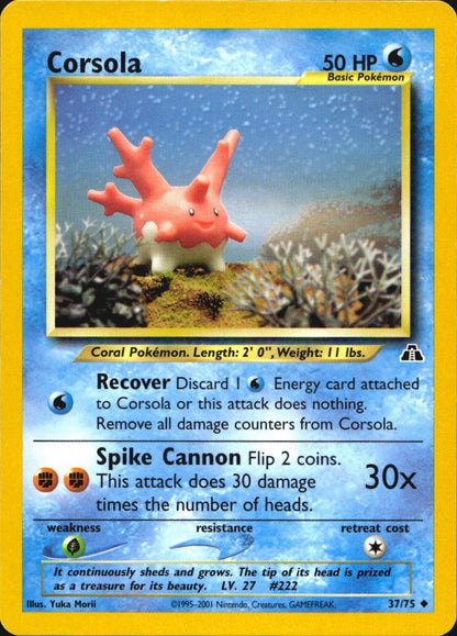 Corsola 37/75 Uncommon Neo Discovery Pokemon Near Mint