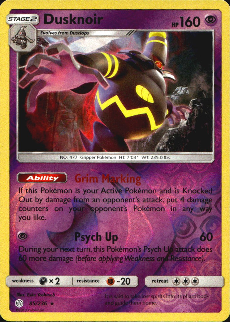 Dusknoir 85/236 Holo Rare Cosmic Eclipse Pokemon Near Mint