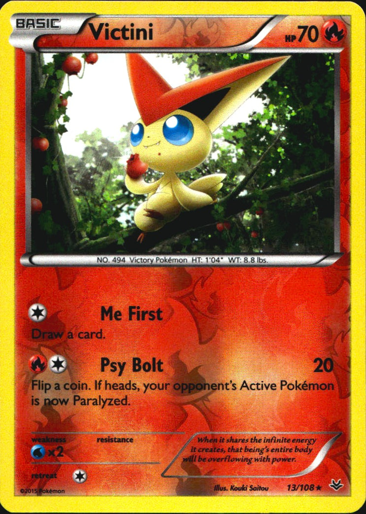 Victini 13/108 Rare Roaring Skies Pokemon Reverse Holo Near Mint