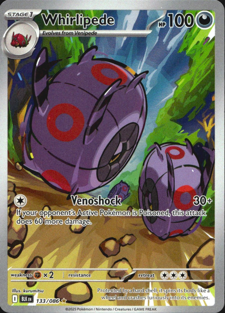 Whirlipede 133/086 Illustration Rare Black Bolt Pokemon Near Mint