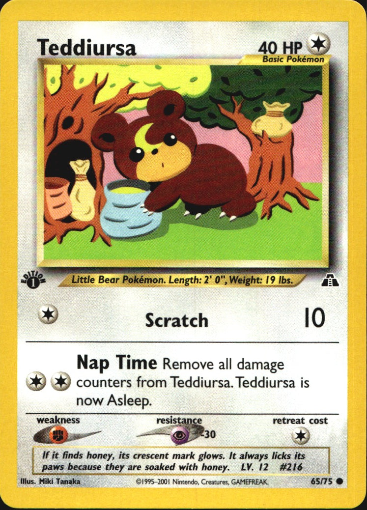 Teddiursa 65/75 Common Neo Discovery Pokemon 1st Edition Near Mint