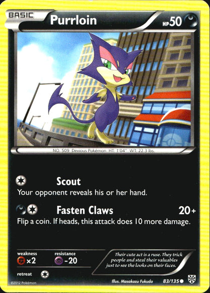 Purrloin 83/135 Common Plasma Storm Pokemon Near Mint