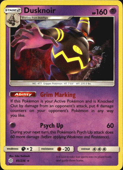 Dusknoir 85/236 Holo Rare Cosmic Eclipse Pokemon Near Mint