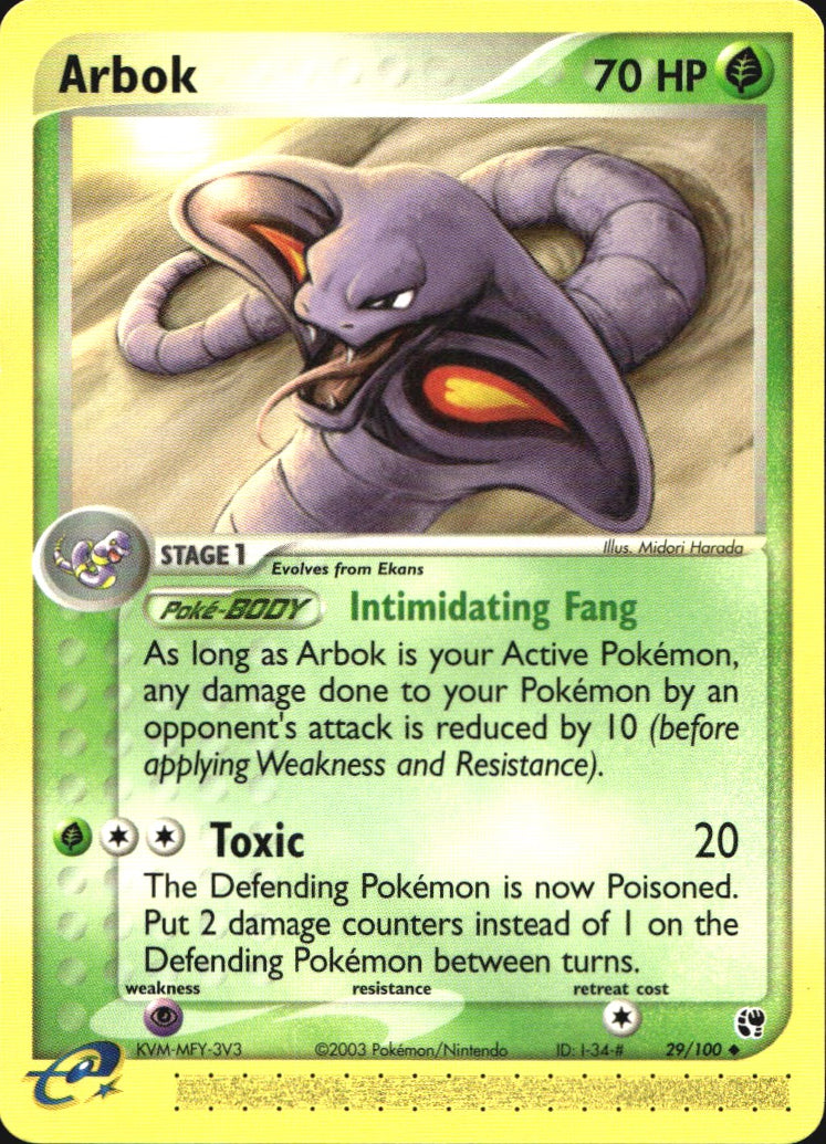 Arbok 29/100 Uncommon Sandstorm Pokemon Near Mint