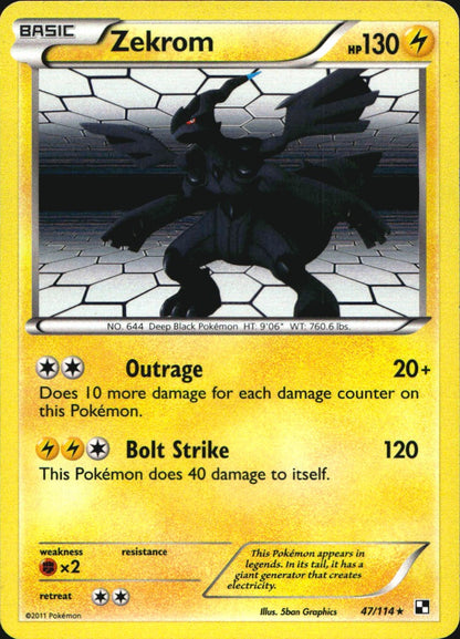 Zekrom 47/114 Holo Rare Black & White Pokemon Near Mint