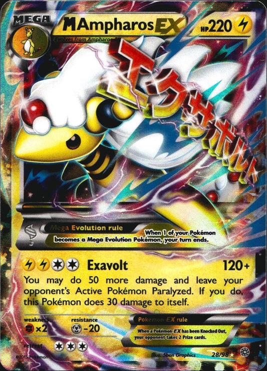 M Ampharos EX 28/98 Holo Rare EX Ancient Origins Pokemon Near Mint