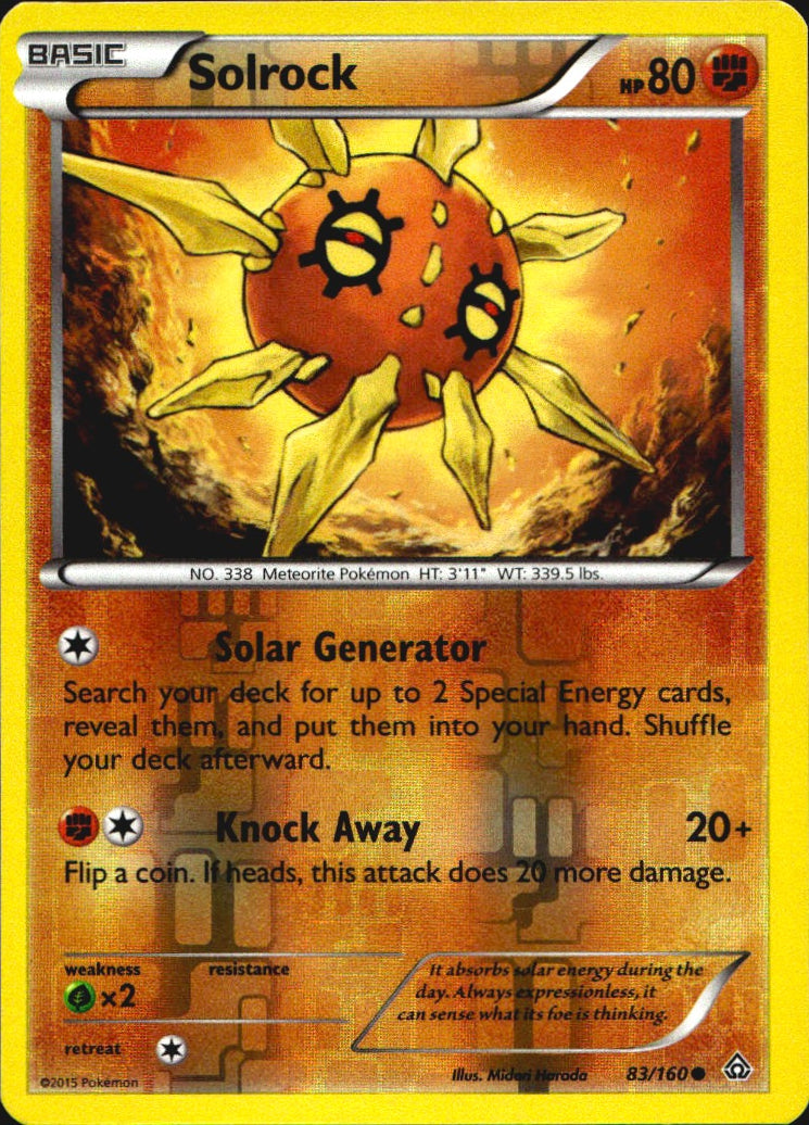 Solrock 83/160 Common Primal Clash Pokemon Reverse Holo Near Mint