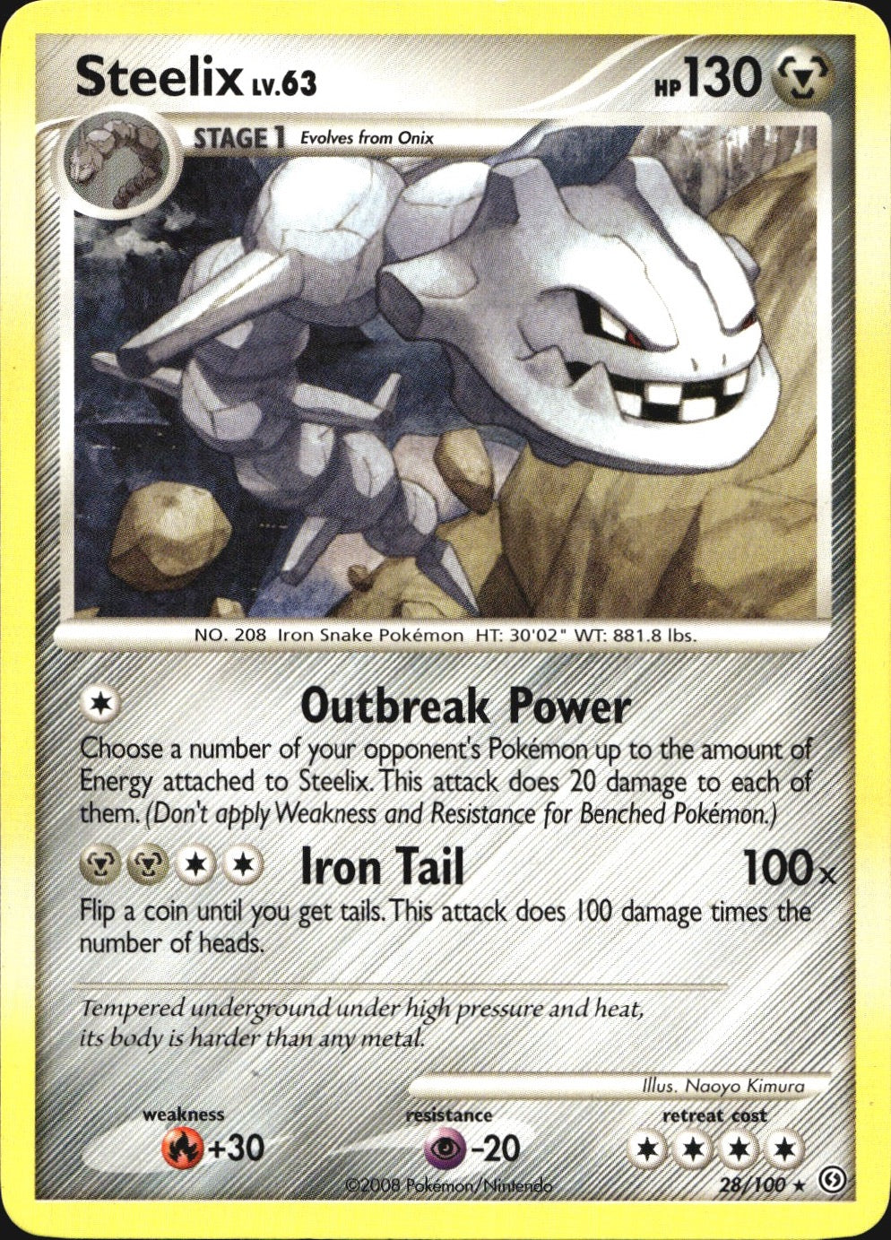 Steelix 28/100 Rare Stormfront Pokemon Near Mint