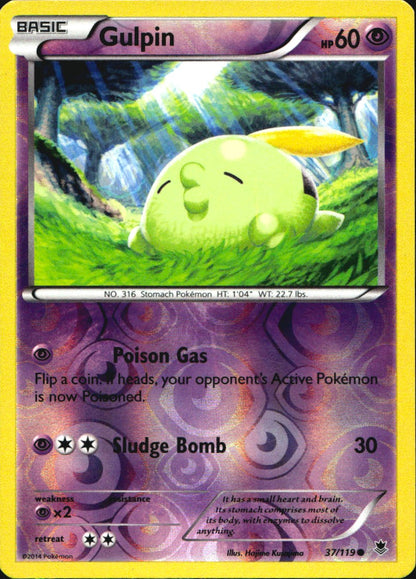 Gulpin 37/119 Common Phantom Forces Pokemon Reverse Holo Near Mint
