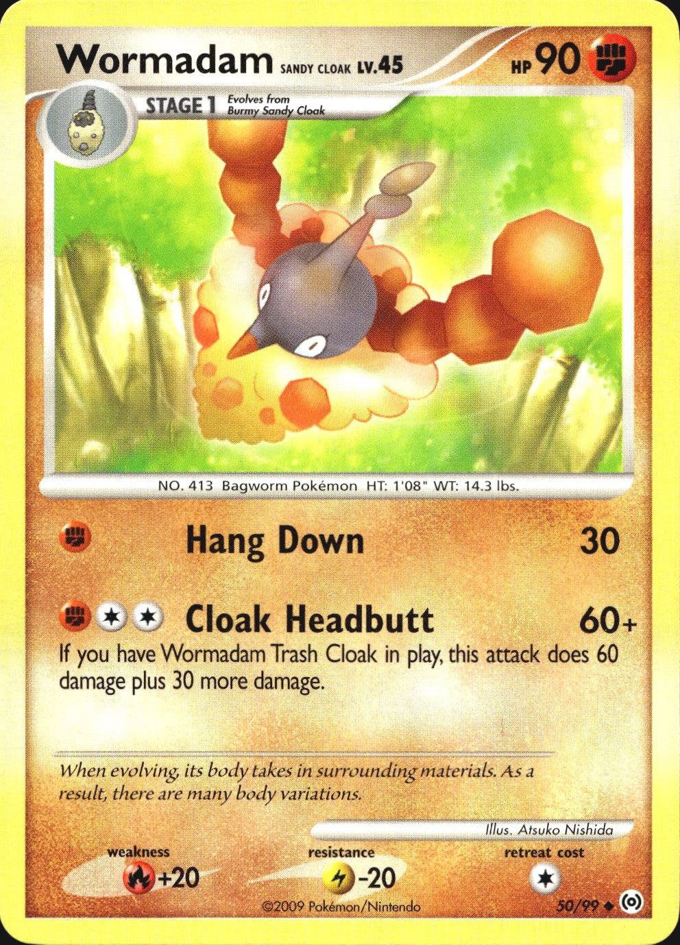 Wormadam Sandy Cloak 50/99 Uncommon Arceus Pokemon Near Mint