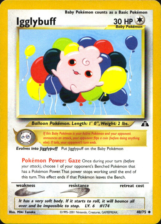 Igglybuff 40/75 Uncommon Neo Discovery Pokemon Lightly Played