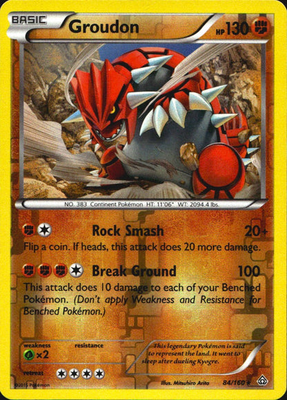 Groudon 84/160 Rare Primal Clash Pokemon Reverse Holo Near Mint