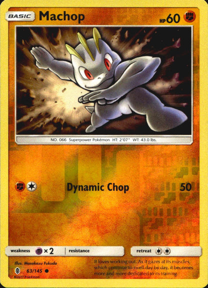 Machop 63/145 Common Guardians Rising Pokemon Reverse Holo Near Mint