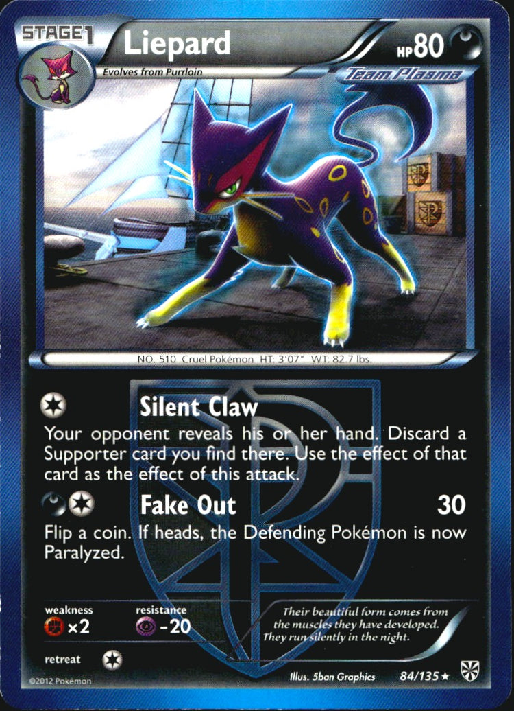 Liepard 84/135 Rare Plasma Storm Pokemon Near Mint