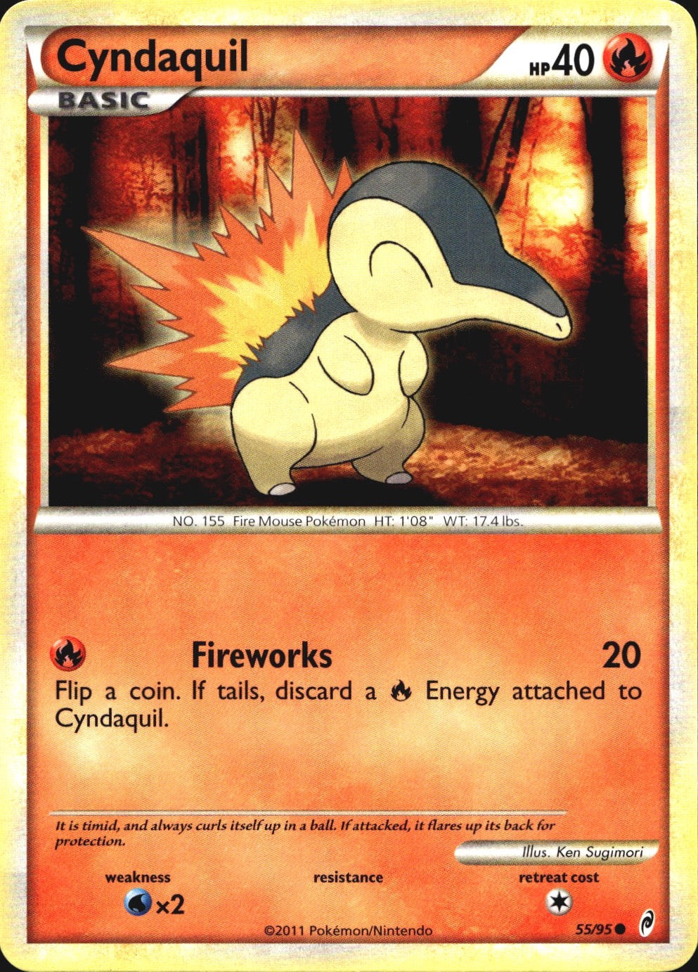 Cyndaquil 55/95 Common Call of Legends Pokemon Near Mint