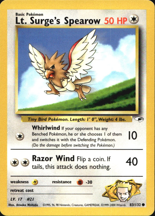 Lt. Surge's Spearow 83/132 Common Gym Heroes Pokemon Near Mint