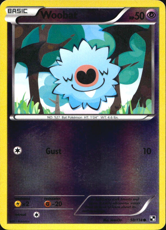 Woobat 50/114 Common Black & White Pokemon Reverse Holo Near Mint