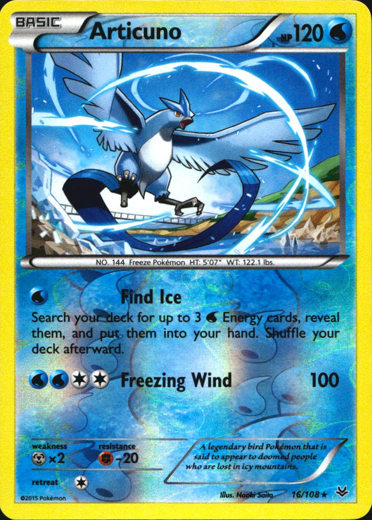 Articuno 16/108 Rare Roaring Skies Pokemon Reverse Holo Near Mint