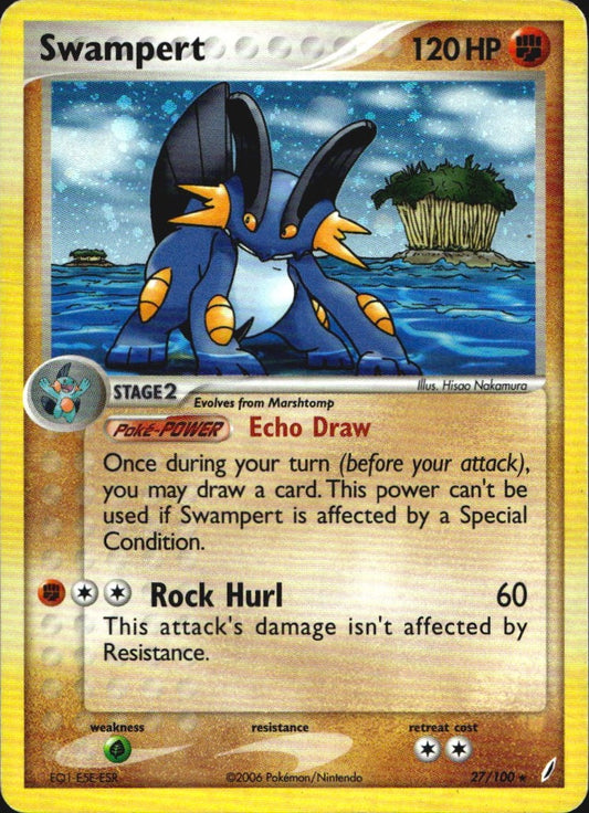 Swampert 27/100 Rare Crystal Guardians Pokemon Moderately Played